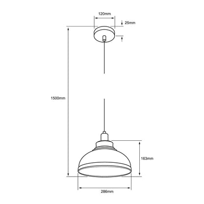 Tecnolite Lámpara Colgante de Metal 1.50 m de Altura, Potencia Máx. 60 W, 1 Base E27, No incluye foco