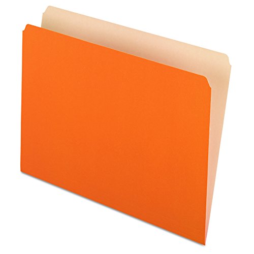 Pendaflex Carpetas de archivos de dos colores, tamaño carta, naranja, corte recto, 100/BX (152 ORA)