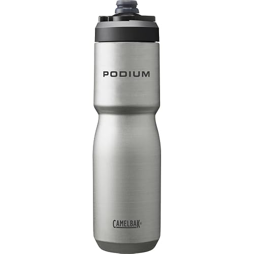 CamelBak Anfora Podium 650 ml Acero | Hidratación en frío que dura en paseos largos, acero inoxidable duradero para montar a diario, beber rápidamente sin apretar