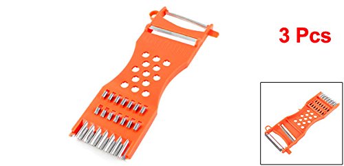 uxcell Pelador de Verduras, Rallador de Frutas, 3 Piezas, Naranja y Rojo