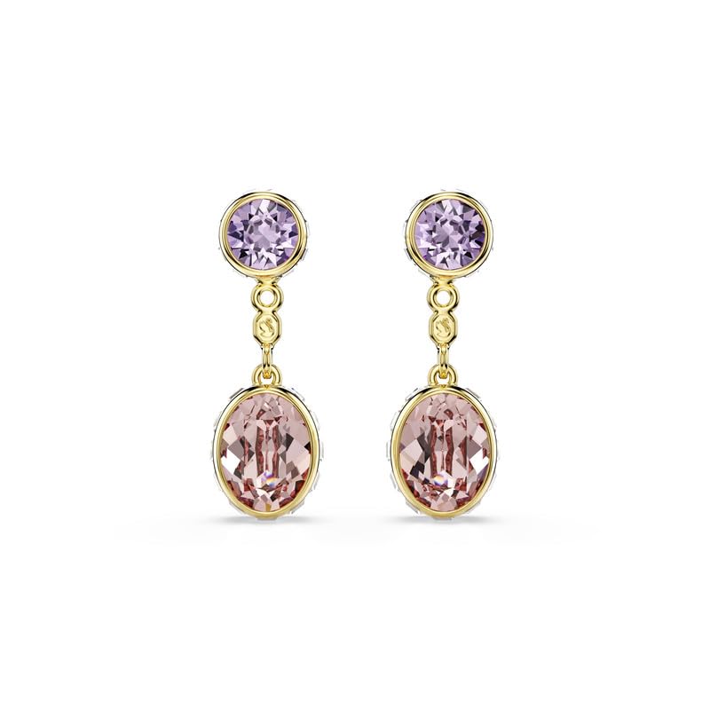 arete Swarovski Chroma con diseño de gota, multicolores, bañados en oro