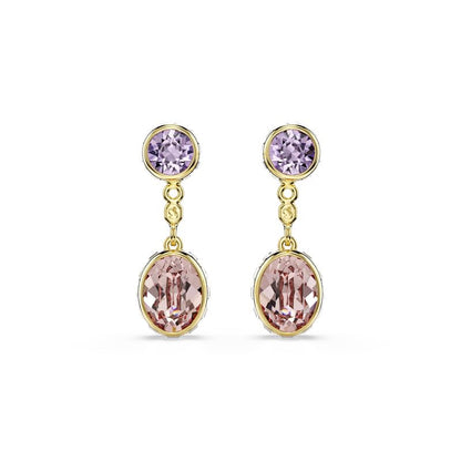 arete Swarovski Chroma con diseño de gota, multicolores, bañados en oro