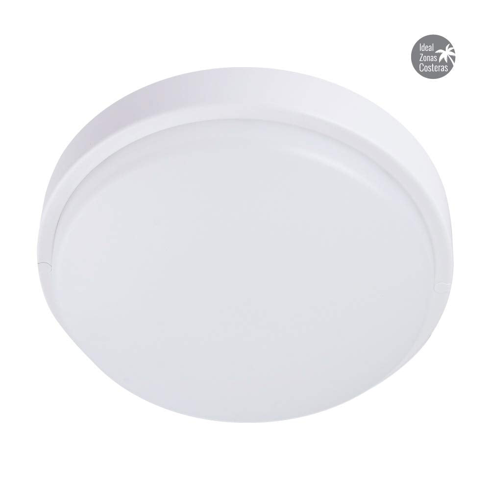 Tecnolite Lámpara Plafón LED de Techo Zona Costera 18PTLLEDC65MVB, 18 W, Luz de Día, IP65, IK08, No Atenuable, Blanco