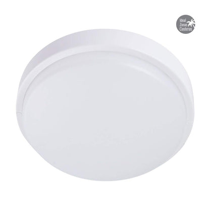 Tecnolite Lámpara Plafón LED de Techo Zona Costera 18PTLLEDC65MVB, 18 W, Luz de Día, IP65, IK08, No Atenuable, Blanco