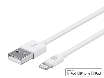 Monoprice 112844 Select Series Apple MFi Certified Lightning to USB Charge and Sync Cable, 3 feet, White