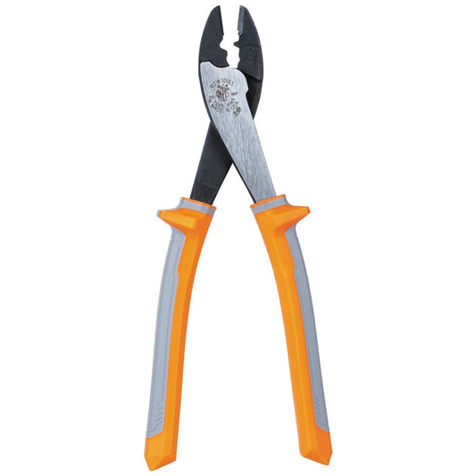 Klein Tools 1005RINS - Alicates aislados, fabricados en Estados Unidos, herramienta de corte y prensado para cables y conectores aislados y no aislados de 10 a 22 AWG, nominal de 1000 V