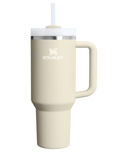 Stanley Vaso con Asa y Popote, 40 oz, Tapa FlowState, Azul - 40 Ounces - Almendra tostada