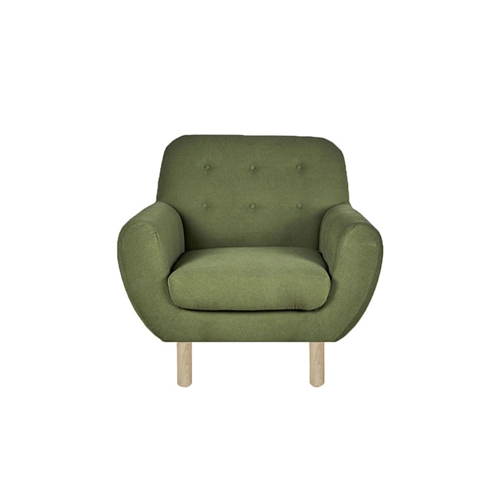 Sochic Sillón Individual Tapizado Azul Madera Sólida - Grande - Verde