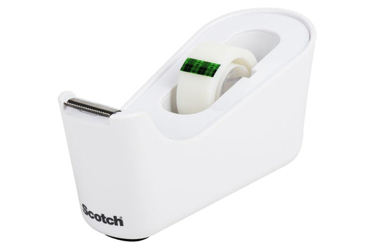 Scotch - Dispensador de cinta C18-W, color blanco, 19 mm x 8,89 m, rollo de cinta incluido