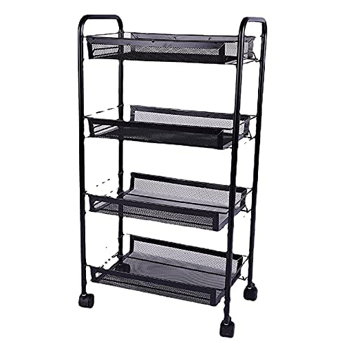 odbo Carrito de Almacenamiento con Ruedas para Cocina - 4 Pisos - Negro 4 Pisos