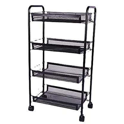 odbo Carrito de Almacenamiento con Ruedas para Cocina - 4 Pisos - Negro 4 Pisos