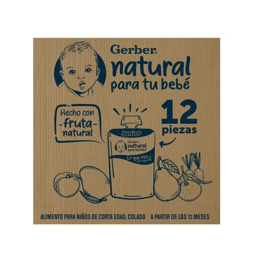 Gerber Snack Para Bebé, A Partir de los 12 Meses, Con Proteína y Sin Azúcar Añadida, Manzana Canela con Yogurt y Avena, Caja con 12 Pouches de 95 g c/u
