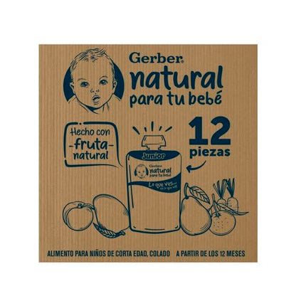 Gerber Snack Para Bebé, A Partir de los 12 Meses, Con Proteína y Sin Azúcar Añadida, Manzana Canela con Yogurt y Avena, Caja con 12 Pouches de 95 g c/u