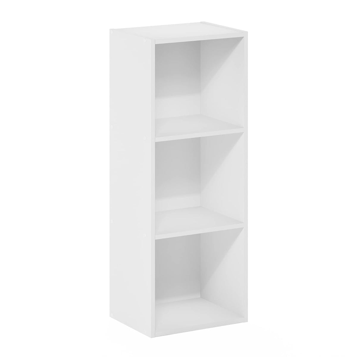 Furinno Pasir Estantería Abierta de 3 Niveles sin Herramientas, Blanco | 22,86 x 30,48 x 81,28 cm, para sala de estar, dormitorio, oficina en casa