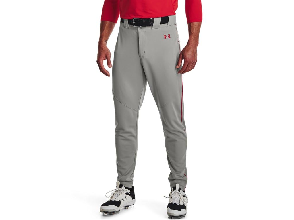 Under Armour Pantalón de Béisbol Pierna Recta para Hombre - CH - (083) Baseball Gray - Red - Red