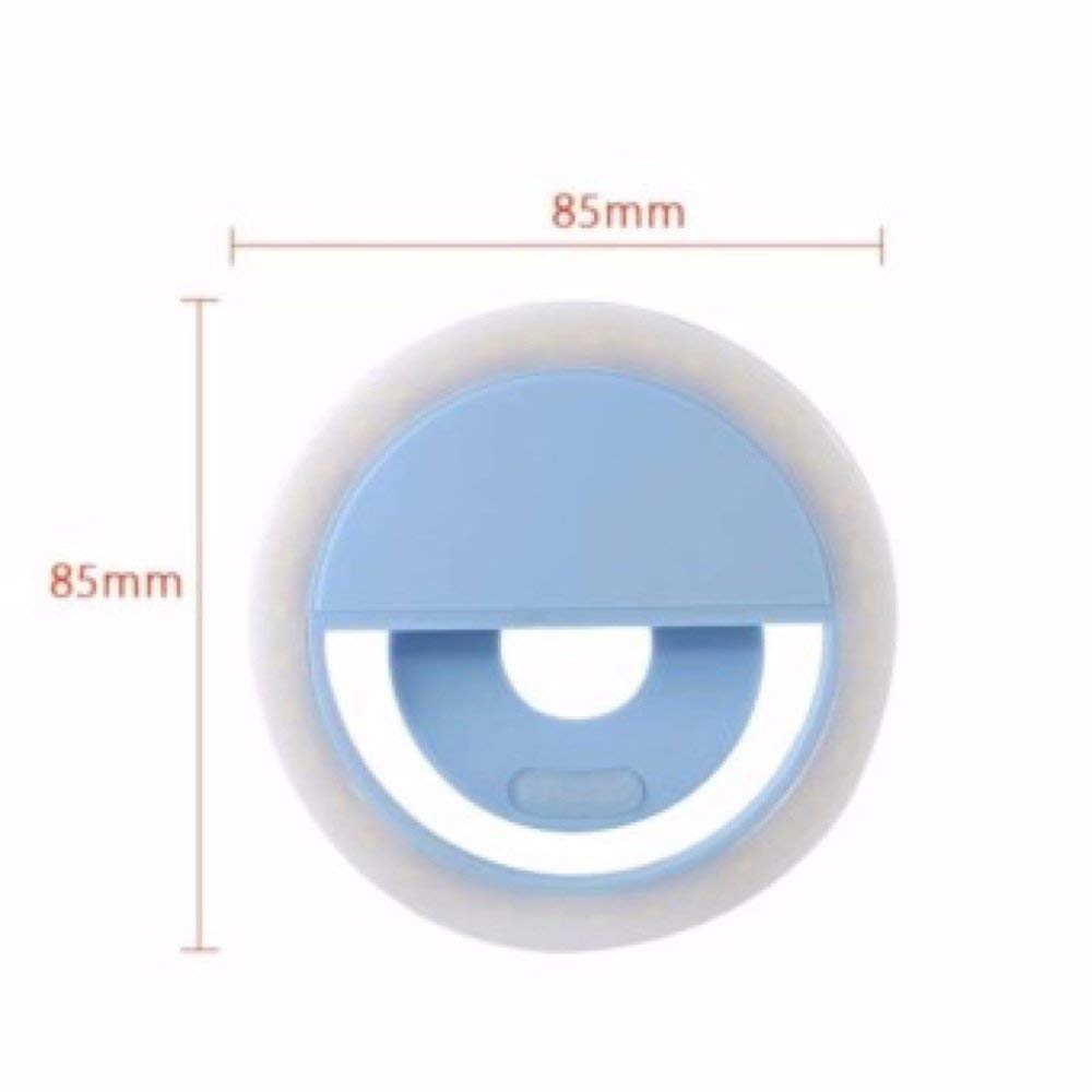 IMPORTADO Lampara Aro con luz Led para Celular con Clip Y/o Selfie (Azul)