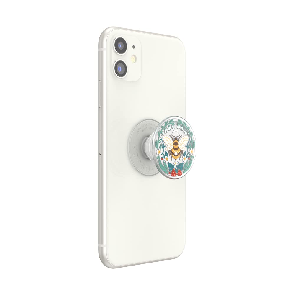 PopSockets Agarre para teléfono a Base de Plantas con Soporte expandible, PopSockets ecológicos para teléfono, Abeja translúcida Boho