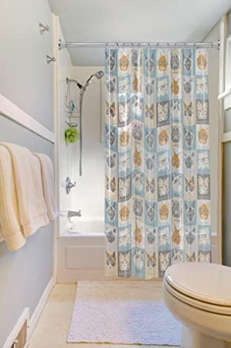 Splash Home High Quality Peva 5G Cats & Glasses Curtain Liner Design for Bathroom Showers and Bathtubs Free of Pvc Chlorine and Chemical Smell-Eco-Friendly-100% Waterproof, 70 x 72 Inch, Grey