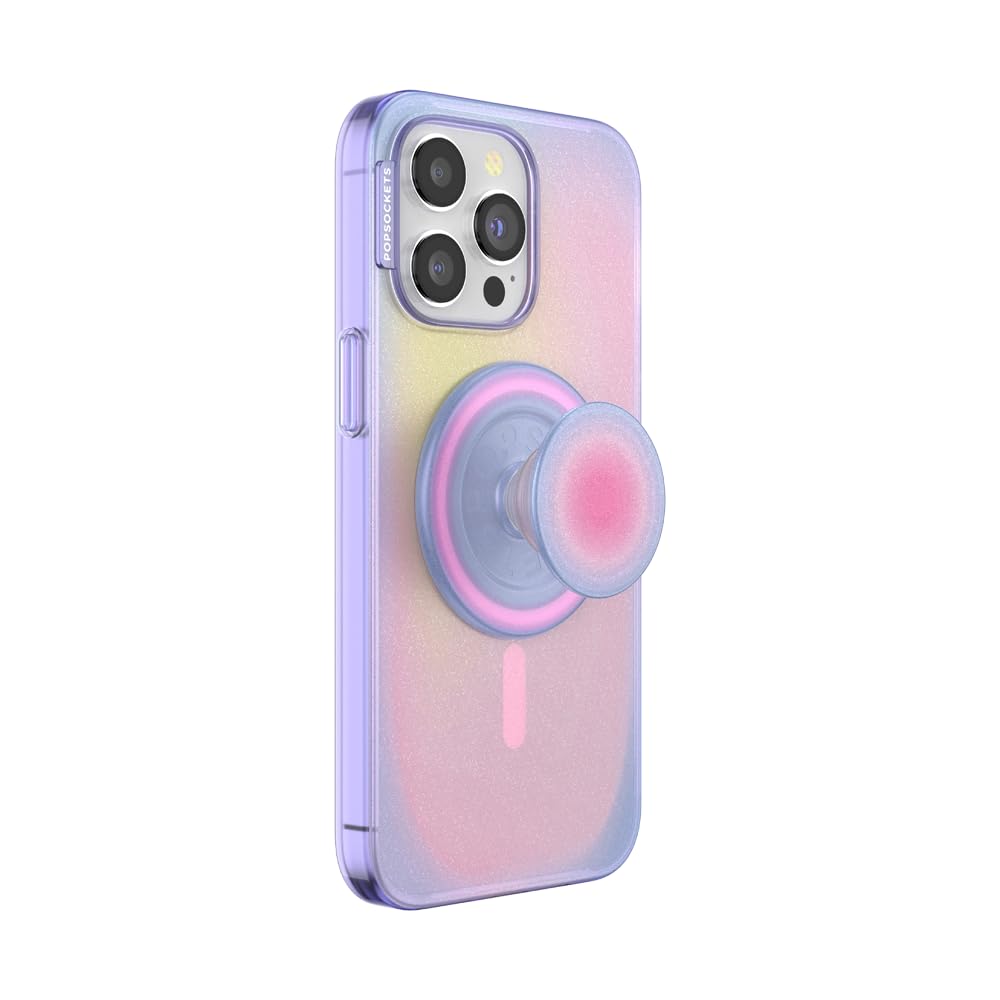 PopSockets - Funda para iPhone 15 Pro MAX con Agarre Redondo para teléfono Compatible con MagSafe, Funda de teléfono para iPhone 15 Pro MAX, Compatible con Carga inalámbrica, Cute Aura