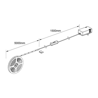 Tecnolite - Tira LED 5 Metros 12 W Luz Blanca Neutra, Interiores, Plug and Play, No atenuable, Recortable