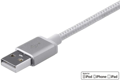 Monoprice 112868 Luxe Series Apple MFi Certified Lightning to USB Charge and Sync Cable, 3 Feet, White