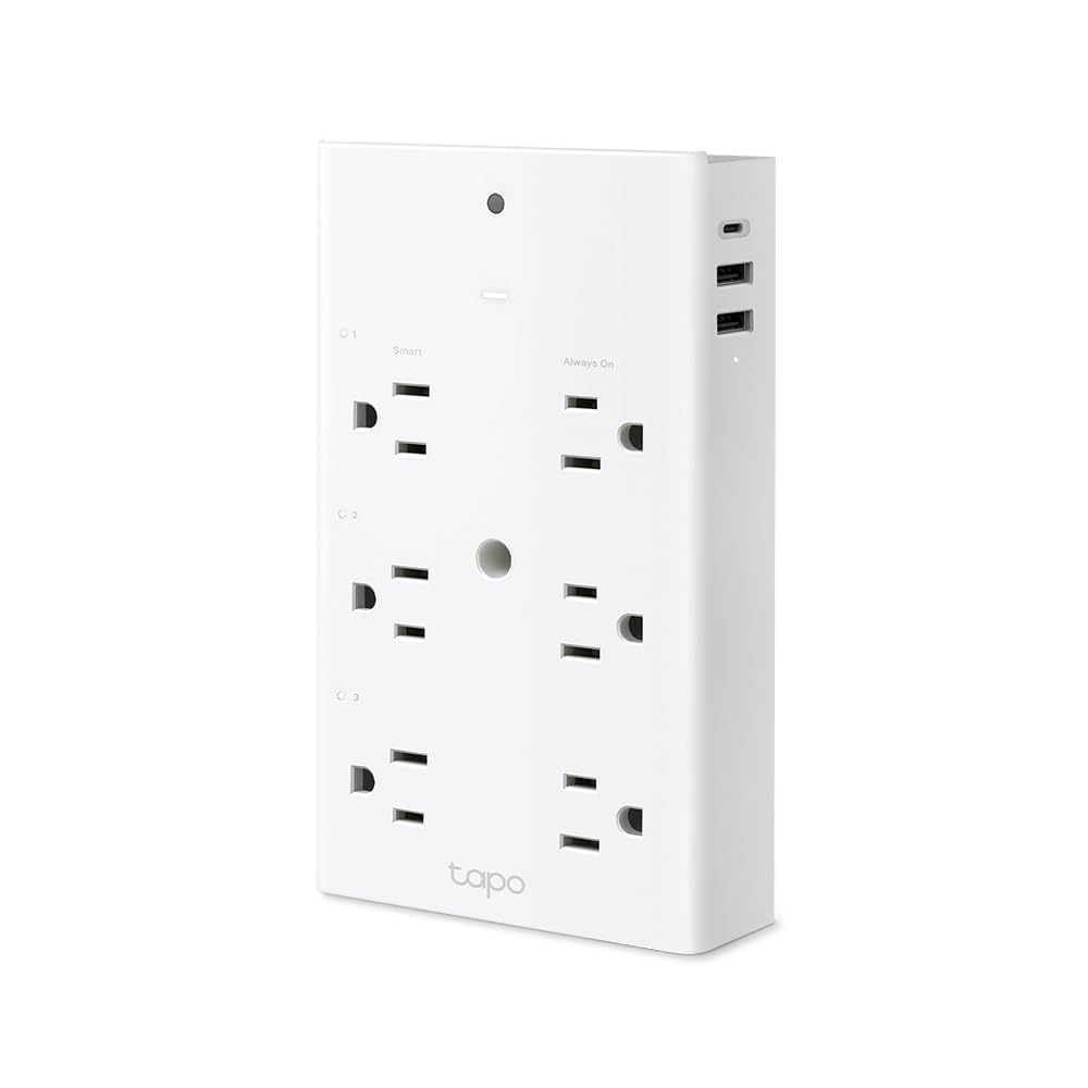 Tapo TP-Link P306, Multicontacto Inteligente, 6*outlets, 2*USB-A y 1* Puerto PD, Sensor de iluminación Ambiental Incorporado, Funciona con HomeKit, Alexa y Google.