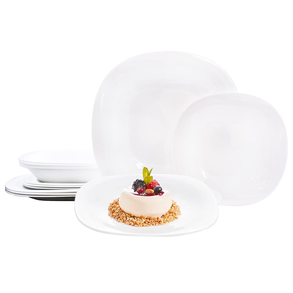 Luminarc Vajilla Moderna Cuadrada Opal Francia 12 piezas (White)