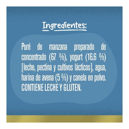 Gerber Snack Para Bebé, A Partir de los 12 Meses, Con Proteína y Sin Azúcar Añadida, Manzana Canela con Yogurt y Avena, Caja con 12 Pouches de 95 g c/u