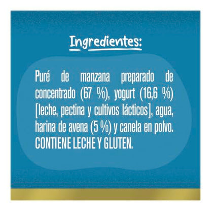 Gerber Snack Para Bebé, A Partir de los 12 Meses, Con Proteína y Sin Azúcar Añadida, Manzana Canela con Yogurt y Avena, Caja con 12 Pouches de 95 g c/u