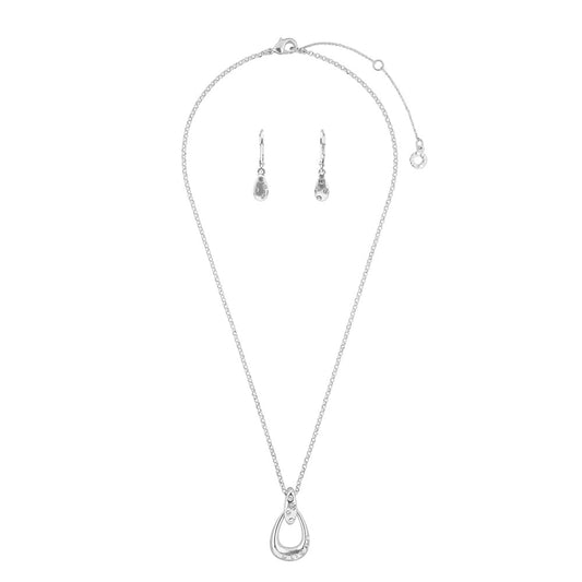 Anne Klein Collar Y Aretes Box Set Plateado Circular | Mediano, collar y 2 aretes, plateado, circular