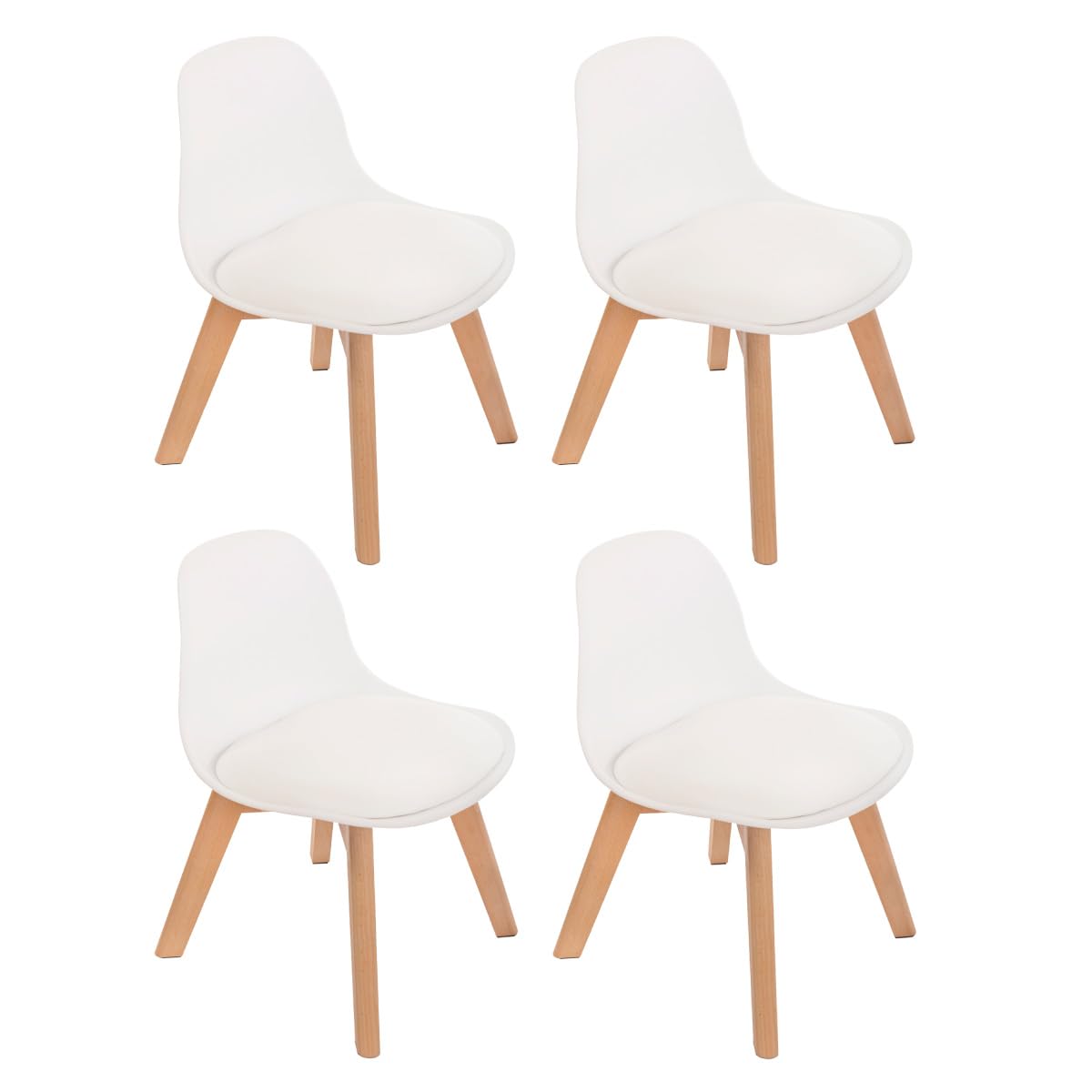 DUDUK 4 sillas Franfurt: Set de 4 sillas para niños y niñas Modernas (Blancas y Grises)