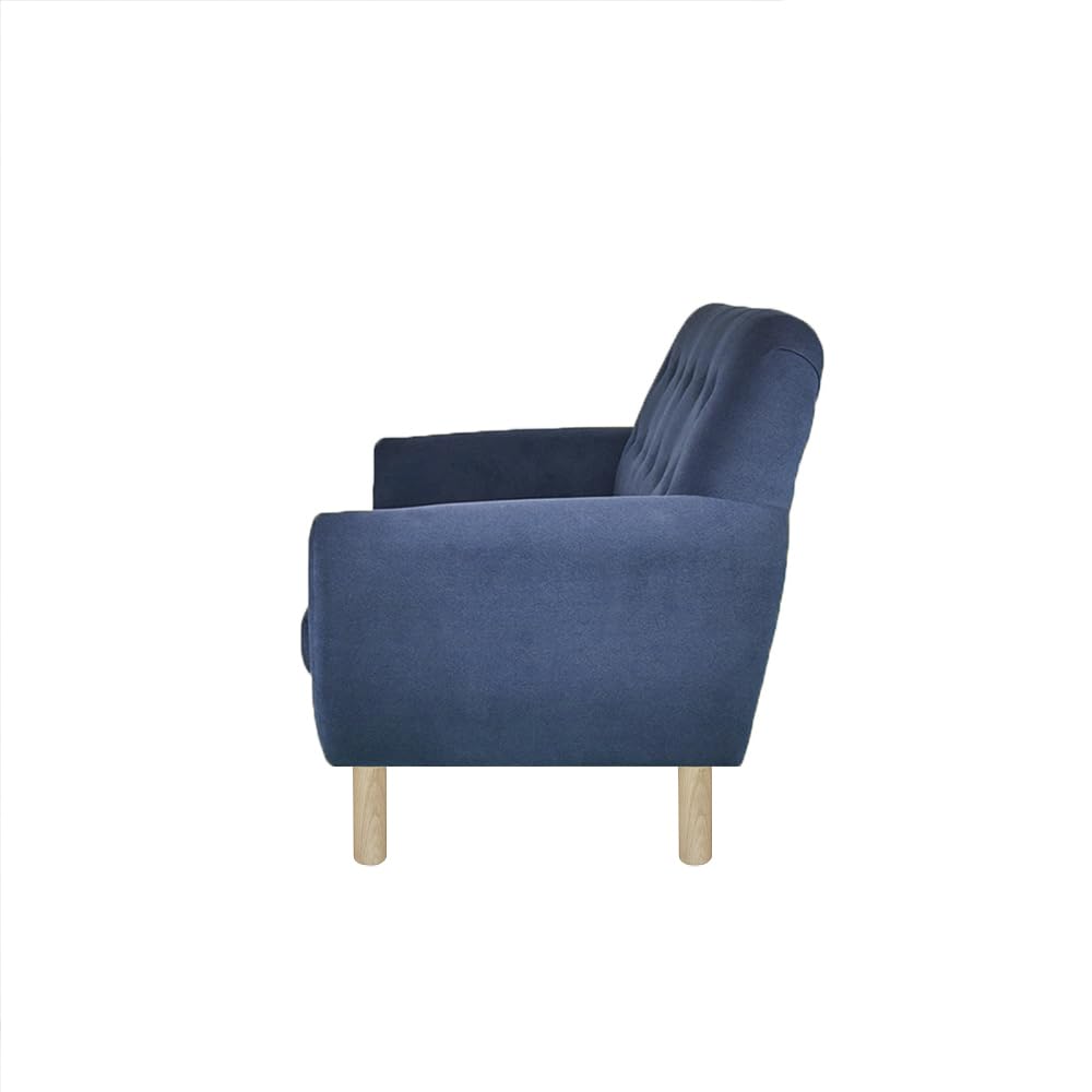 Sillón Individual Tapizado en Tela Ultra Suave Color Azul. Estructura de Madera Sólida