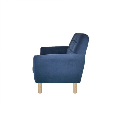Sillón Individual Tapizado en Tela Ultra Suave Color Azul. Estructura de Madera Sólida