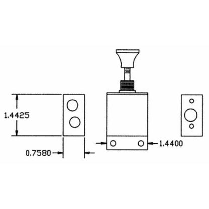 Buyers Products BAV010 Válvula de Aire Manual de 4 Vías y 2 Posiciones con 5 Puertos NPT de 1/8 in, Negro