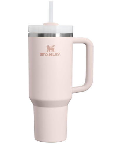 Stanley Vaso con Asa y Popote, 40 oz, Tapa FlowState, Azul - 40 Ounces - Cuarzo Rosa 2.0