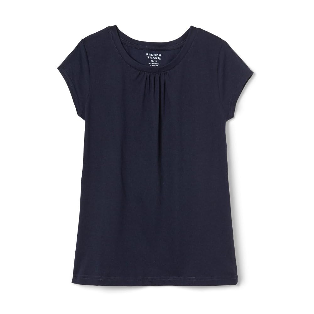 French Toast Playera de Manga Corta con Cuello Fruncido para Niña - 5 - Azul Marino