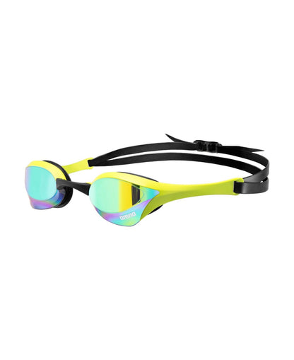 Arena - anteojos de natación unisex Cobra Ultra Swipe Racing para hombres y mujeres, tecnología antivaho, doble correa, lente espejo/sin espejo - Esmeralda - Cyber Lime - Deslizar espejo antivaho