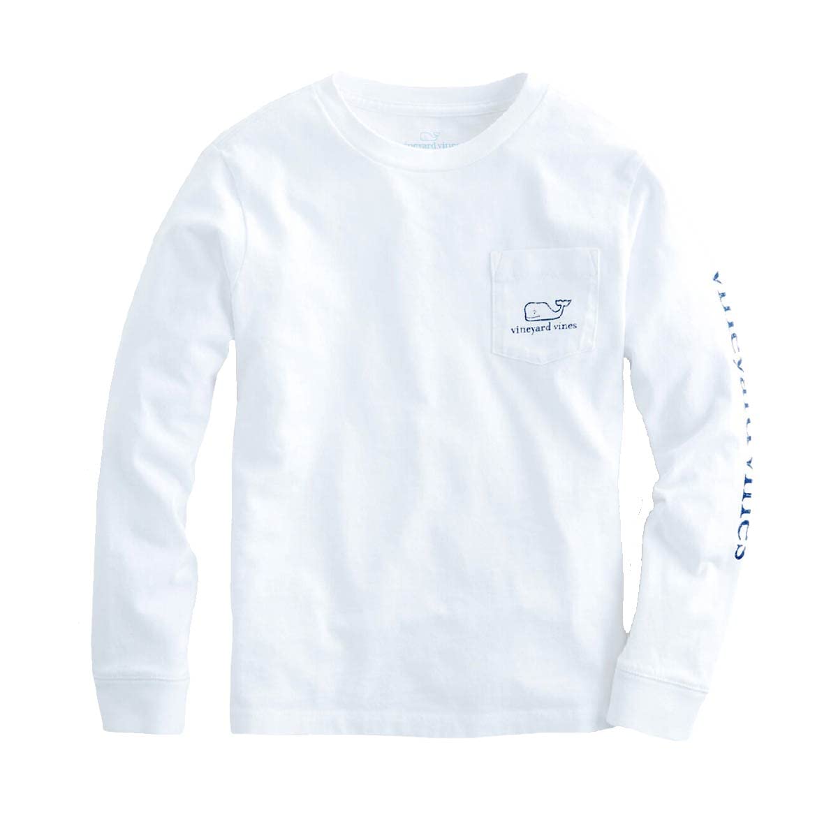 Vineyard Vines Playera Manga Larga con Bolsillo Ballena Niño - 7 - Gorra blanca