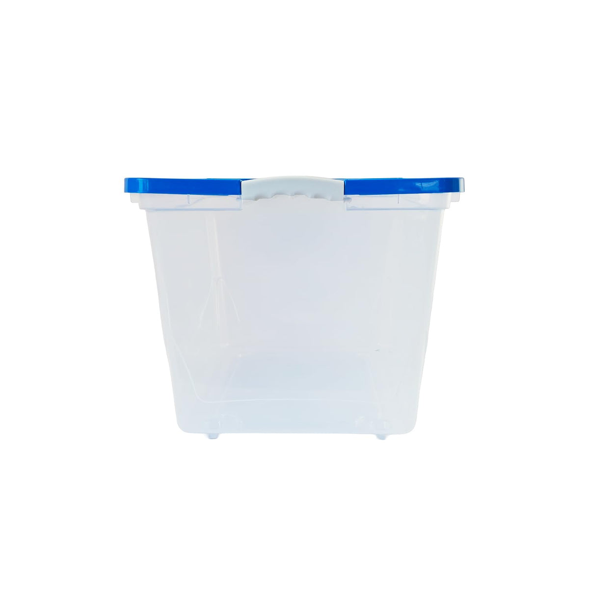 Caja de Almacenamiento 65 L Transparente con Tapa Azul y Broches