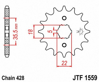 JT Sprockets JTF1559.14 - Piñón de Eje intermedio Delantero de Acero de 14 Dientes, Individual