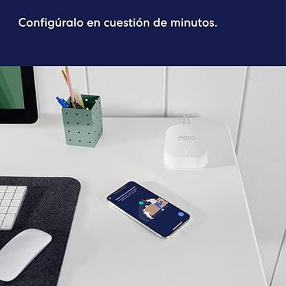 eero 6+ Router WiFi de malla Certificado Reacondicionado - Compatible con planes de internet de hasta 900 Mbps, Cobertura de hasta 140 m², Conecta más de 75 dispositivos, Paquete de 1 unidad
