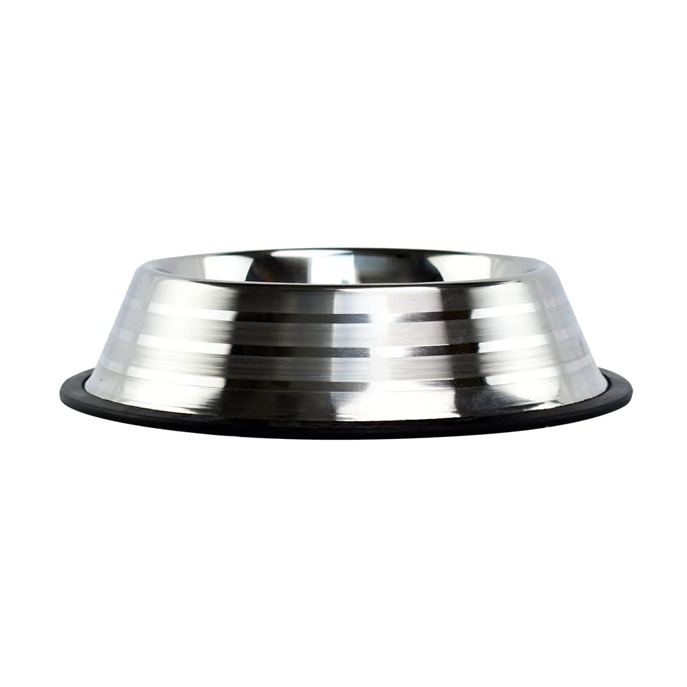 Fancy Pets Plato Estriado de Acero Inoxidable para Perro, 96 Onzas o 2.7 Kilogramos con Antiderapante