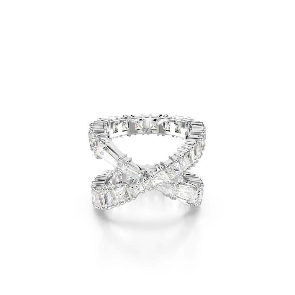 Swarovski Anillo Hyperbola, Símbolo del infinito, Blanco, Acabado en tono plateado