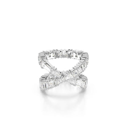 Swarovski Anillo Hyperbola, Símbolo del infinito, Blanco, Acabado en tono plateado