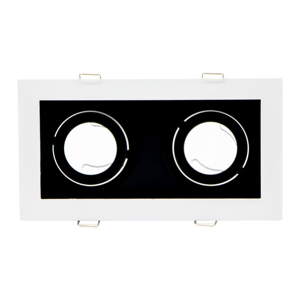 Empotrable Plafon/Techo Dirigible para Spot Doble Color Blanco 2XMR16 (No lo incluye) IP20 Hermoso Diseño para Darle un Toque a tus Areas de Mayor Fluidez