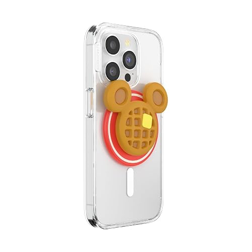 PopSockets - Empuñadura para teléfono MagSafe con Soporte, Soporte magnético, Parte Superior Intercambiable, sujeción Segura para iPhone MagSafe, teléfono y Tablet, Disney, Mickey Waffle