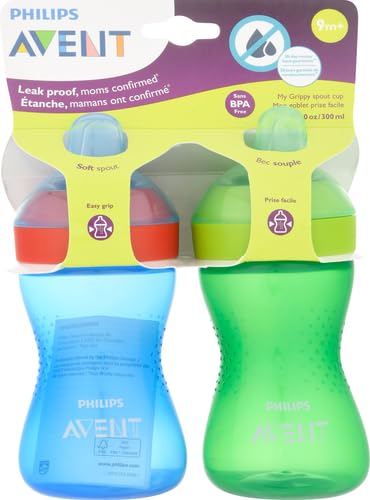 Philips Avent My Grippy SCF801/21 - Vaso para boquilla (285 ml, 2 unidades), color azul y verde