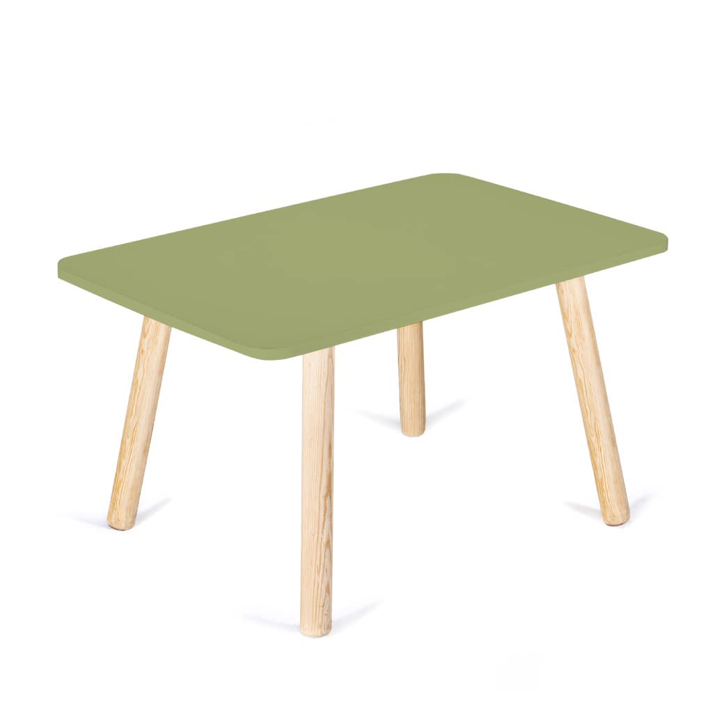DUDUK Mesa Rectangular Infantil de Madera, Estilo Montessori, 2 a 9 años - 90 cm x 60 cm x 50 cm - Verde