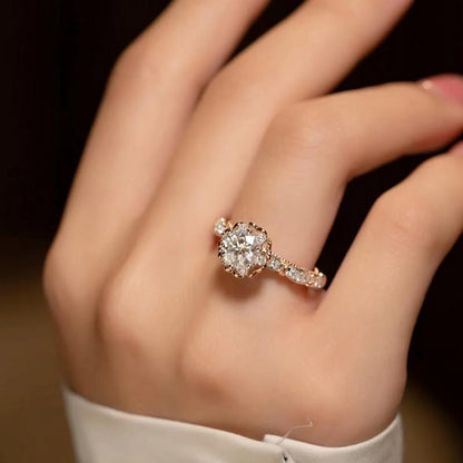 Anillo De Compromiso Mujer, Adjustable Anillos de Promesa S925 Plata Moissanita Diamente, 0.5Ct VVS1