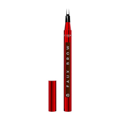 L'Oréal Paris Faux Brow Delineador de Cejas, Efecto 3D, Resistente al Agua, Larga Duracion y Acabado Natural, con Micro Aplicador de 2 Puntos, Tono Café - Brunette, 1ml.
